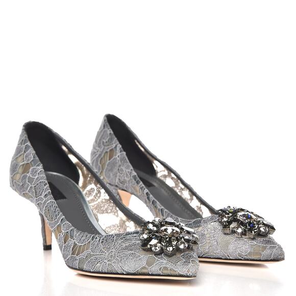 Dolce & Gabbana Bellucci 60 Pumps in Taormina Lace Crystals Grey 37 - Picture 1 of 10